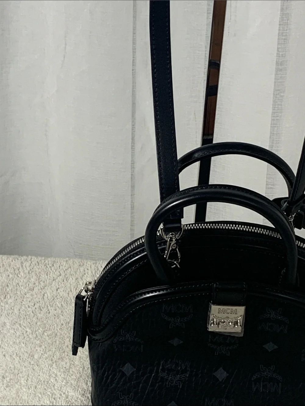 GUC MCM Signature Half Moon Top Handle Crossbody Bag